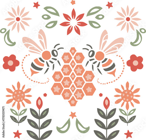 Insect bee with decorative elements