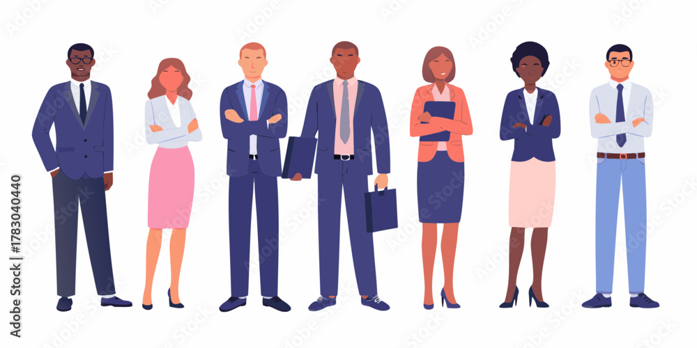 Papier peint Diverse group of professionals in business attire standing together with confide