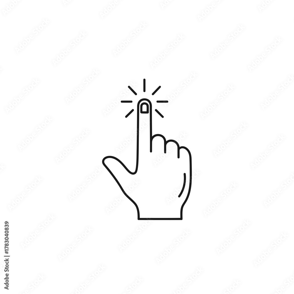 Obraz premium Hand Click Icon — Minimal Finger Tap Pointer Line Vector