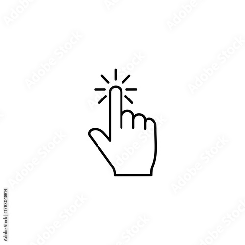 Hand Click Icon — Minimal Finger Tap Pointer Line Vector
