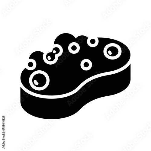 Sponge with Foam Icon — Cleaning Tool Silhouette Vector Design