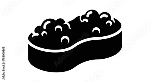 Sponge with Foam Icon — Cleaning Tool Silhouette Vector Design