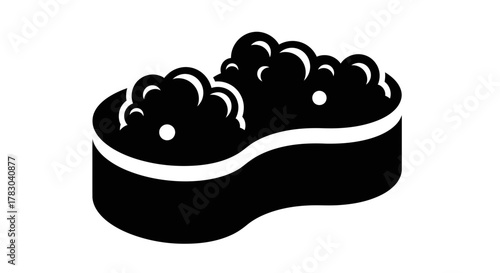 Sponge with Foam Icon — Cleaning Tool Silhouette Vector Design
