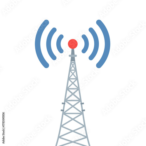 Wireless Communication Tower Icon — Signal Transmission Antenna Vector