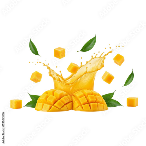 Mango splash isolated on transparent background