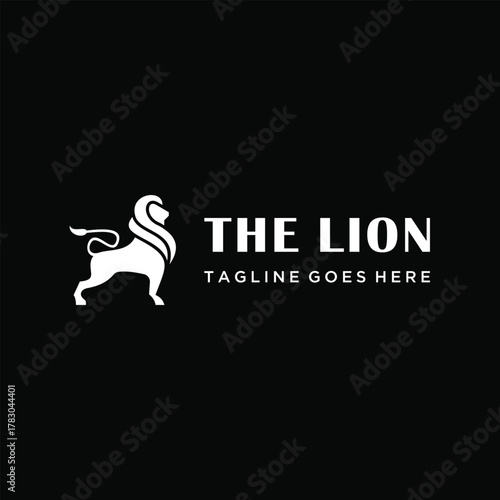 Minimalist lion king with modern graphic icon for majestic luxury strength royal strong logo design