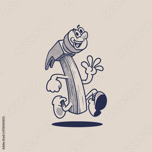Groovy hammer character in retro cartoon with happy face. Mascot, vector, icon, collection, sticker, vintage, illustration, set, funny, logo, comic, editable, 70's, tools