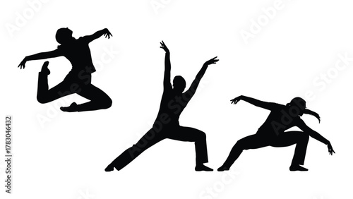 Dynamic dance silhouettes isolated on white background, Vector