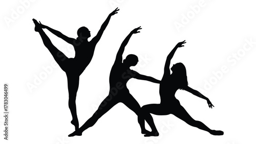 Dynamic dance silhouettes isolated on white background, Vector