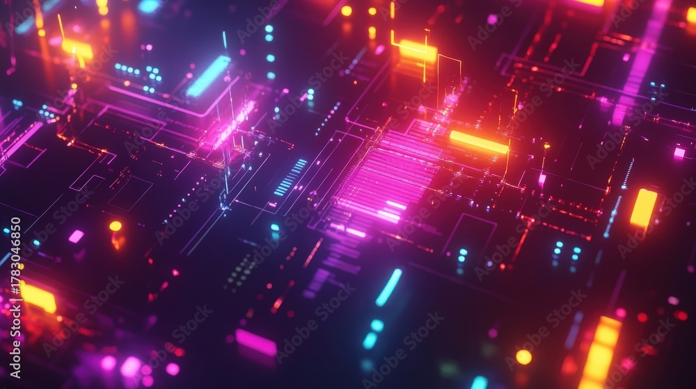 Fototapeta premium abstract neon circuit board background