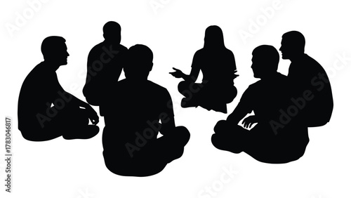 Group discussion silhouettes isolated on white background, Vector