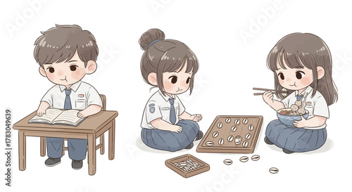 Indonesian students school uniform set