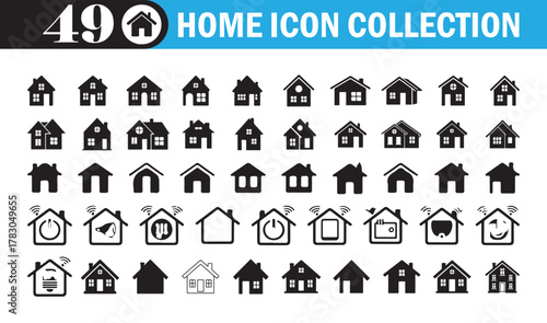 Home Icon Collection . Modern House, Building, and Real Estate Vector Set