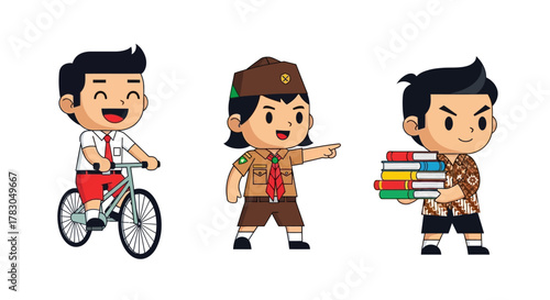 Indonesian students school uniform set