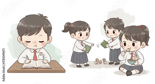 Indonesian students school uniform set