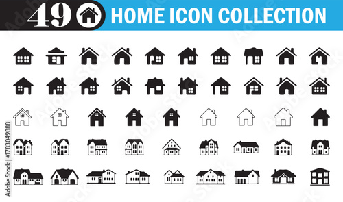 Black and White House Icons . Vector Collection for Property and Architecture Design