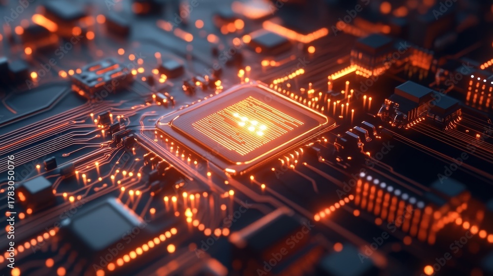 Fototapeta premium hightech circuit board computer chip technology background