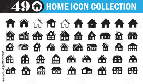 Home Icon Set. Collection of Modern House and Real Estate Symbols