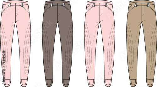 Fashionable Trousers Collection Four Diverse Styles in Various Neutral Tones