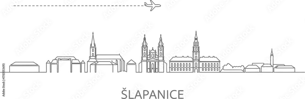 Fototapeta premium Slapanice Skyline and Airplane