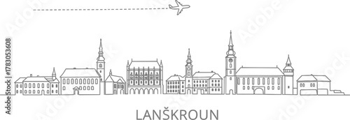 Lansroun Cityscape Skyline with Airplane