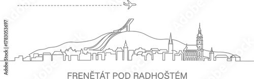 Frenstat pod Radhostem Skyline with Ski Jump and Airplane