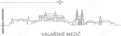 Valasske Mezirici Skyline with Airplane