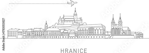 Hranice City Skyline with Airplane and Landmark Buildings