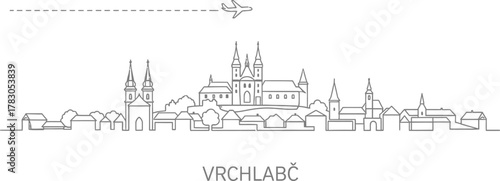 Vrchlabi Skyline With Airplane