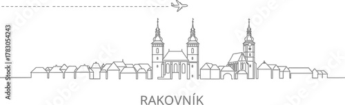 Rakovnik Skyline with Airplane Icon