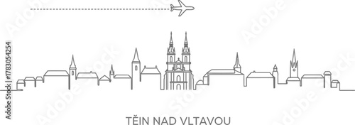 Týn nad Vltavou Skyline with Airplane