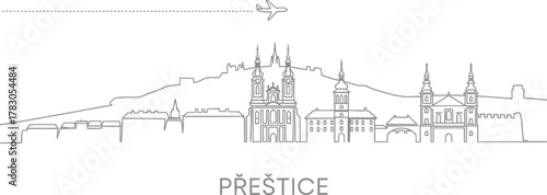 Preshov Skyline Cityscape with Airplane