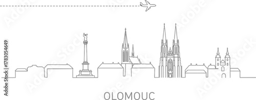 Olomouc Cityline and Airplane Travel Icon