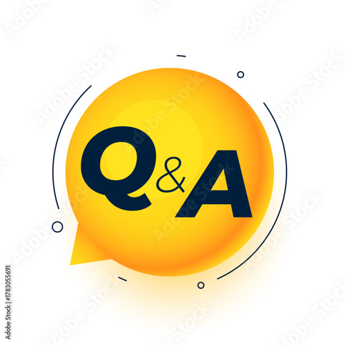 question & answer web query concept with yellow chat bubble
