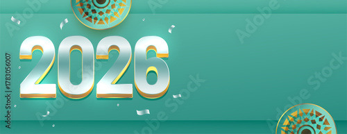 2026 happy new year banner with text space