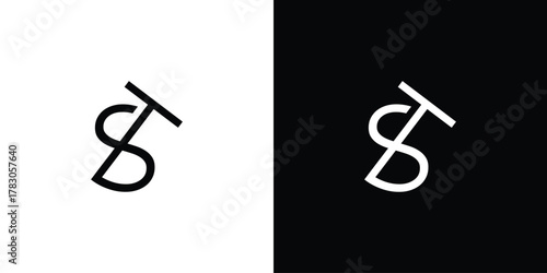 Simple and unique letter ST initials logo design