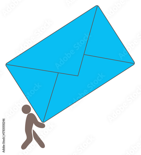 Vector illustration of a businessman carrying an envelope to check inbox notifications and new emails, online communication technology