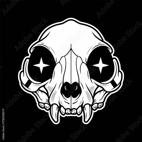 Cat Skull sticker Vector Illustration
