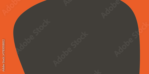 Abstract Orange Grey Minimal Arch Illustration Vector Background. A clean, simple background with a curved dark grey shape framed by a solid orange border.