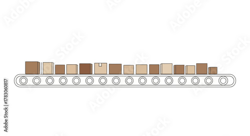 Boxes moving on a conveyor belt, conveying efficient distribution, logistics, and streamlined manufacturing in a modern automated process