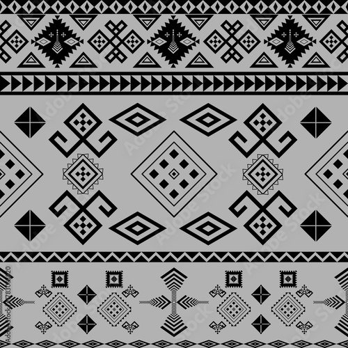 Aztec Tribal Seamless Pattern Black Grey