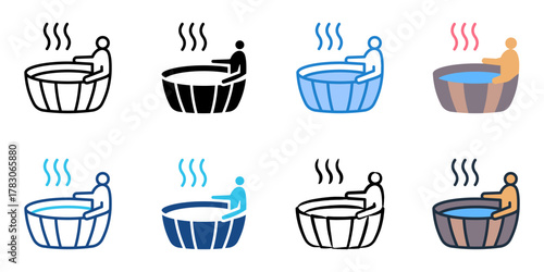 Hot tub icon set multiple style collection 
