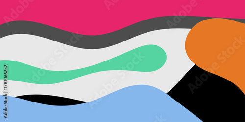 Abstract fluid shapes in vibrant colors create a dynamic and visually appealing design. The colorful forms evoke a sense of movement and creativity.