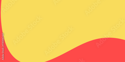 Abstract Vector Illustration Background, Red Wave on Yellow Canvas. Smooth, single, gentle red wave across the bottom of a wide yellow background space.