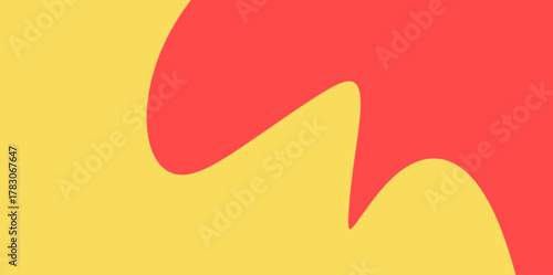 Abstract Vector Illustration Background, Flame-like Red Shape on Yellow. Dramatic, flame-inspired red shape dominating the top half of the design against a yellow background.