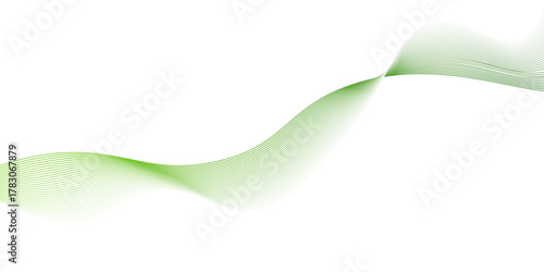  Abstract background with vector green wave line, abstract smooth waves on white background wavy lines illustration, green wave background green lines vector banner template