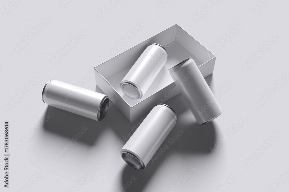 Fototapeta premium Drink can and box for mockup with white background high quality