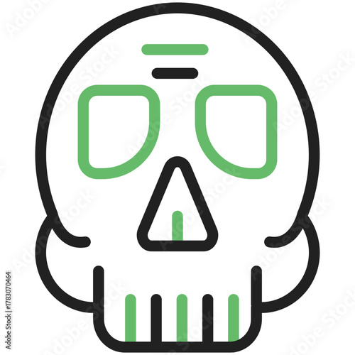 Iconic Skull Illustration: A stylized illustration of a skull, rendered with clean lines and vibrant colors, serving as a versatile emblem for various concepts.