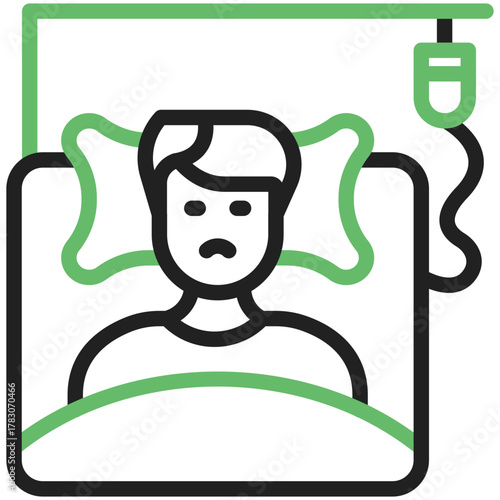 Medical Patient in Hospital Bed: A patient lies in a hospital bed, an intravenous drip providing vital fluids. This illustrates the realities of healthcare.