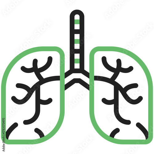 Lungs Illustration: A simplified illustration of healthy lungs showcases the intricate structure, with a focus on breath, respiration, and human health.